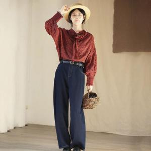 Classic Red Plaid Tied Designer Blouse
