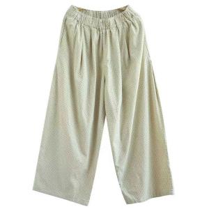Beige Little Black Dots Wide Leg Corduroy Pants