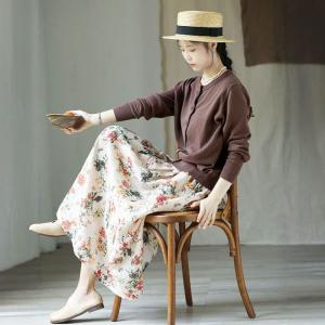 Dark Coffee Cotton Knit Granny Cardigan
