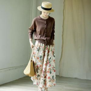 Dark Coffee Cotton Knit Granny Cardigan
