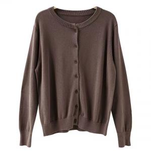 Dark Coffee Cotton Knit Granny Cardigan