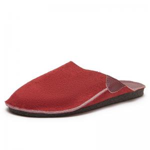Suede Leather Plain Casual Flat Slippers