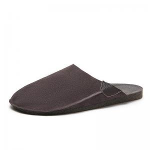 Suede Leather Plain Casual Flat Slippers