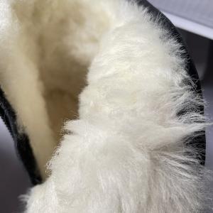 Plush Lining Side Zip Leather Ankle Boots for Women