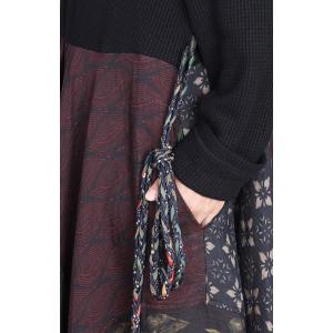Colorful Patterned High Waist Turtleneck Flowing Jersey Dress