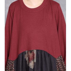 Flowers Patterns Loose Empire Waist Sweater Dress