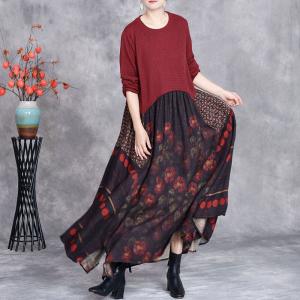 Flowers Patterns Loose Empire Waist Sweater Dress