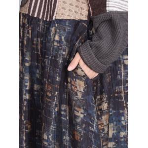 High Waist Patchwork Printed Winter Knit Midi Dress