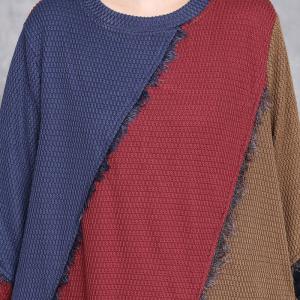 Multi-Colored Loose Fringed Sweater Dress