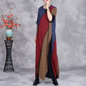 Multi-Colored Loose Fringed Sweater Dress