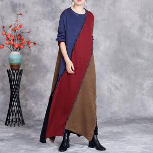 Multi-Colored Loose Fringed Sweater Dress