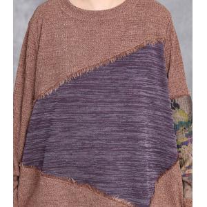 Contrast Colors Autumn Fringed Loose Jersey Dress