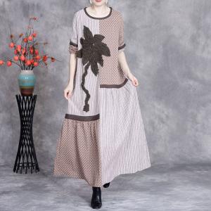 Applique Patchwork Loose Coffee Knit Shit Dress