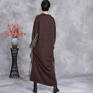 V-Neck Printed Patchwork Tassel Designer Sweater Dress