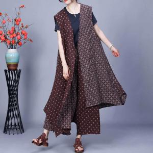 Long Asymmetrical Cardigan with Cotton Linen Pants