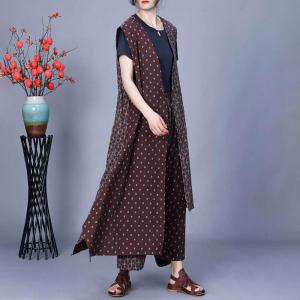 Long Asymmetrical Cardigan with Cotton Linen Pants