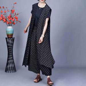 Long Asymmetrical Cardigan with Cotton Linen Pants