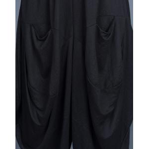 All Black Asymmetrical Tunic with Cotton Harem Pants