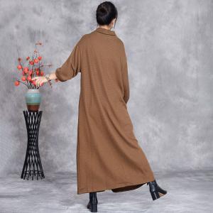 Unique Patchwork Loose Coffee Knitting Dress