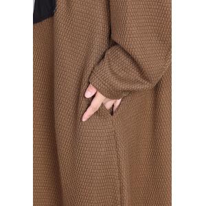 Unique Patchwork Loose Coffee Knitting Dress