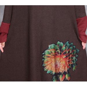 Peony Patchwork Dark Coffee Jersey Dress
