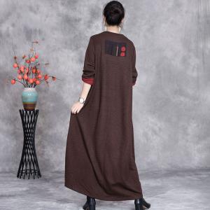 Peony Patchwork Dark Coffee Jersey Dress