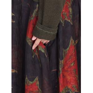 Maple Leaf Patchwork Flowing Sweater Dress