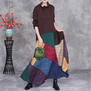 Turtleneck High Waist Colorful Tied Sweater Dress