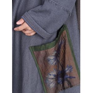 Front Tied Gray Contrast Asymmetrical Knit Cardigan