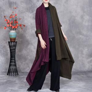 Asymmetrical Bi-Colored Plus Size Sweater Cardigan