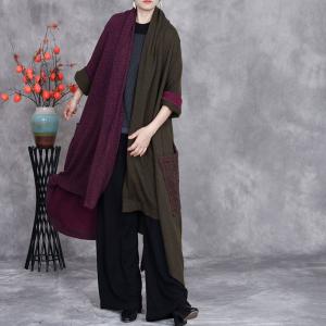 Asymmetrical Bi-Colored Plus Size Sweater Cardigan