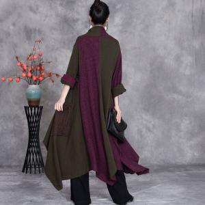 Asymmetrical Bi-Colored Plus Size Sweater Cardigan