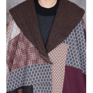 Colored Patterned Wide Lapel Large Designer Cape Coat