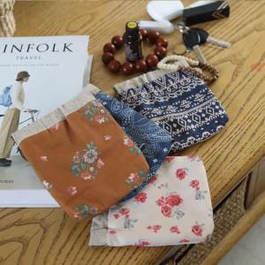 Floral Linen Mini Pouch Organizer Cute Coin Purse Random Styles