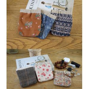 Floral Linen Mini Pouch Organizer Cute Coin Purse Random Styles
