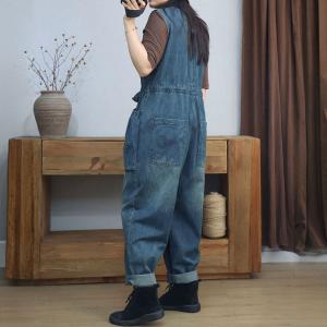 High Collar Tied Waist Sleeveless Jumpsuits