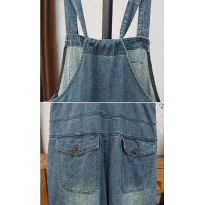 Side Buttons Patched Pockets Ladies Gardening Overalls