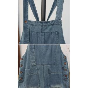 Side Buttons Patched Pockets Ladies Gardening Overalls
