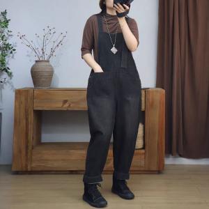 Side Buttons Patched Pockets Ladies Gardening Overalls