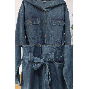 BF Style Tied Waist Jean Hooded Jumpsuits