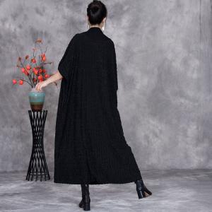 High Collar Elegant Black Cashmere Dress