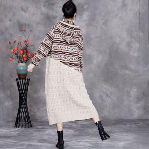 Boho Chic Hooded Fair Isle Knitted Dress