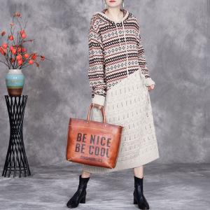 Boho Chic Hooded Fair Isle Knitted Dress