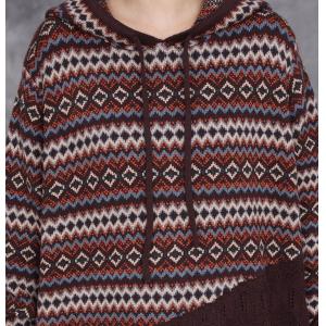Boho Chic Hooded Fair Isle Knitted Dress