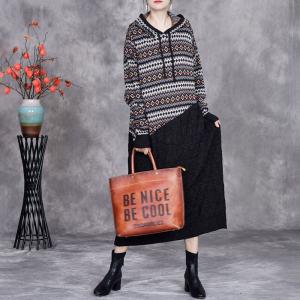 Boho Chic Hooded Fair Isle Knitted Dress