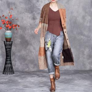 Color Blocks Oversized Knitting Cardigan