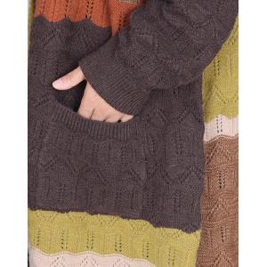 Color Blocks Oversized Knitting Cardigan