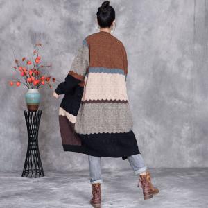 Color Blocks Oversized Knitting Cardigan