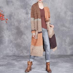 Color Blocks Oversized Knitting Cardigan