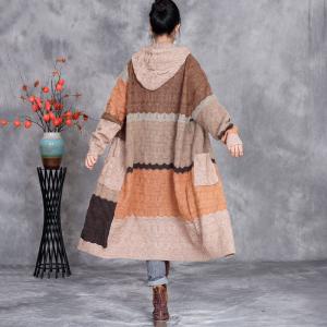 Winter Crochet Colorful Hooded Coat